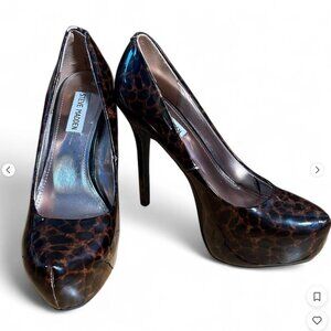 Shiny Platform Leopard Print Steve Madden Pumps